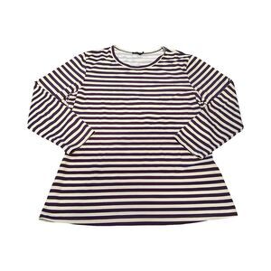 J. McLaughlin Nylon Spandex Purple White Striped 3/4‎ Sleeve Top Size Medium